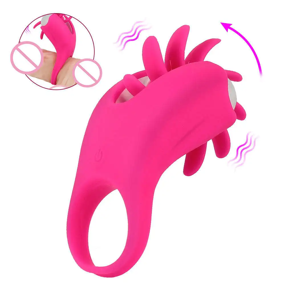 Rotation Oral Vagina Clitoris Stimulator G-spot Massager Tongue Licking Adult Products 10 Speeds Vibrators Penis Ring Cock Ring