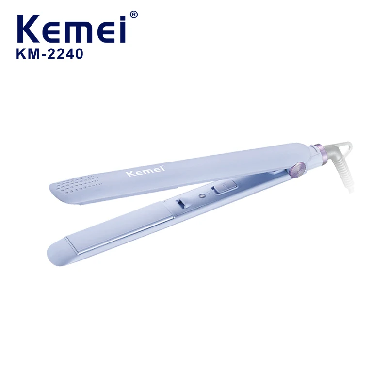 Kemei km-2240 Factory Direct PTC Plate Flat Iron Simple Hair Straightener Home 2 In 1 Curling Iron Straightener