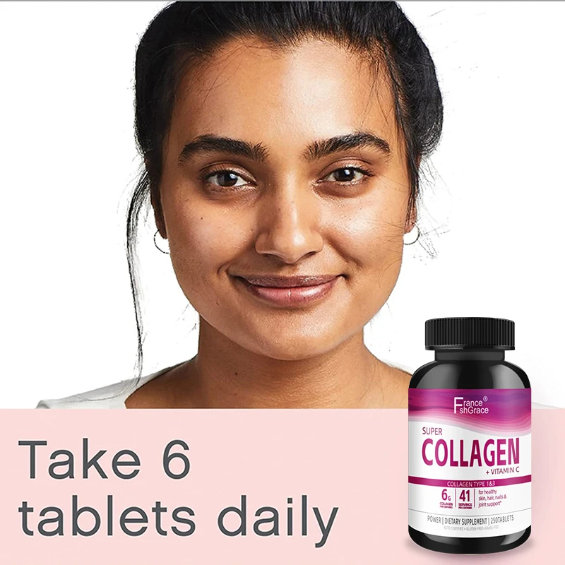 250 tablets super collagen type 1&3 dietary supplement for healthy skin hair nails joint support