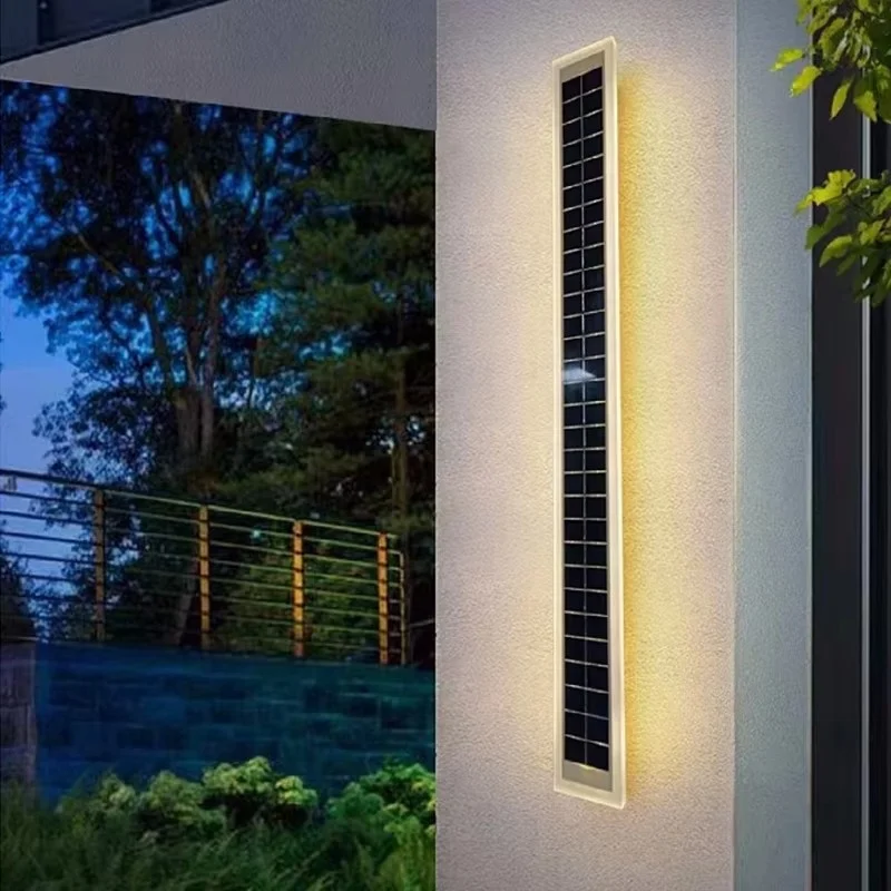 Outdoor modern LED solar wall light 8W/10W/12W/18W/24W waterproof IP65 solar light fixture rectangular white acrylic rust proof