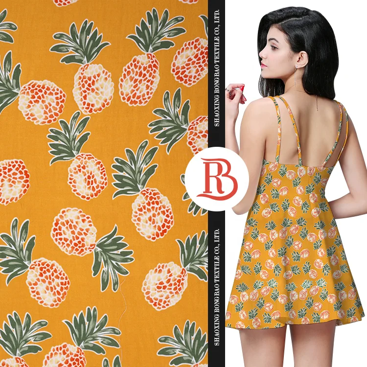 New design rayon material   rayon fabric digital printed fruit design in rayon fabric
