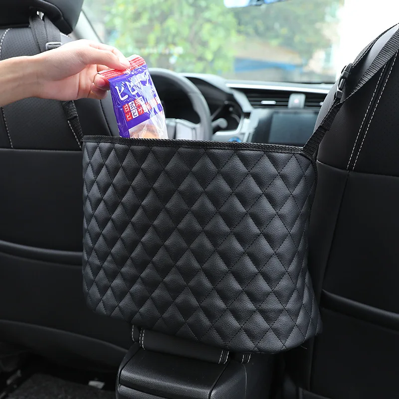 Pu Leather Car Storage Bag Interior Auto Seat Middle Box Seat Back Hanger Stowing Tidying Hanging Pocket Organizers for Car