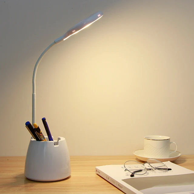 Study Reading Pen Holder Table Led Light Touch Control Dimmable USB Battery Operated Desk Lamp With phone holder