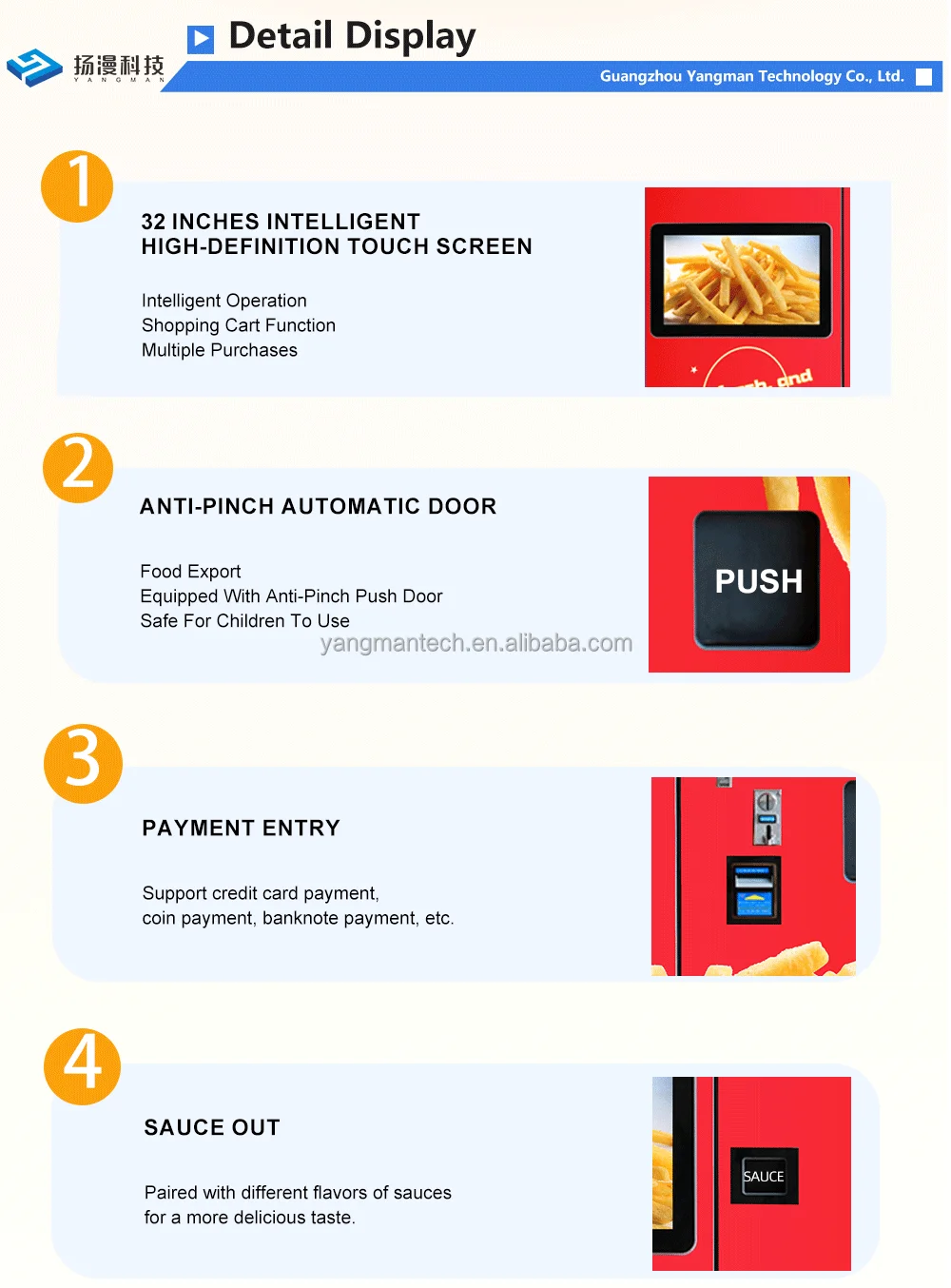 Touch Screen French Fries Vending Machine Fully Automatic Hot Food Fry Vending Machine
