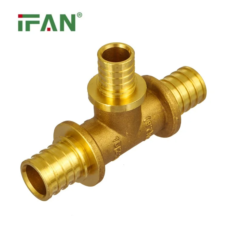 IFAN GB-T 18992 Brass PEX Slide Fittings 16-32mm Full Sizes Brass PEX Fitting OEM ODM Equal Tee  PEX Brass Axial Fittings