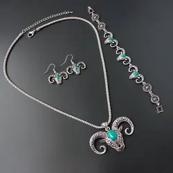 Women Girls Clavicle Pendant skull bull necklace earrings bracelet