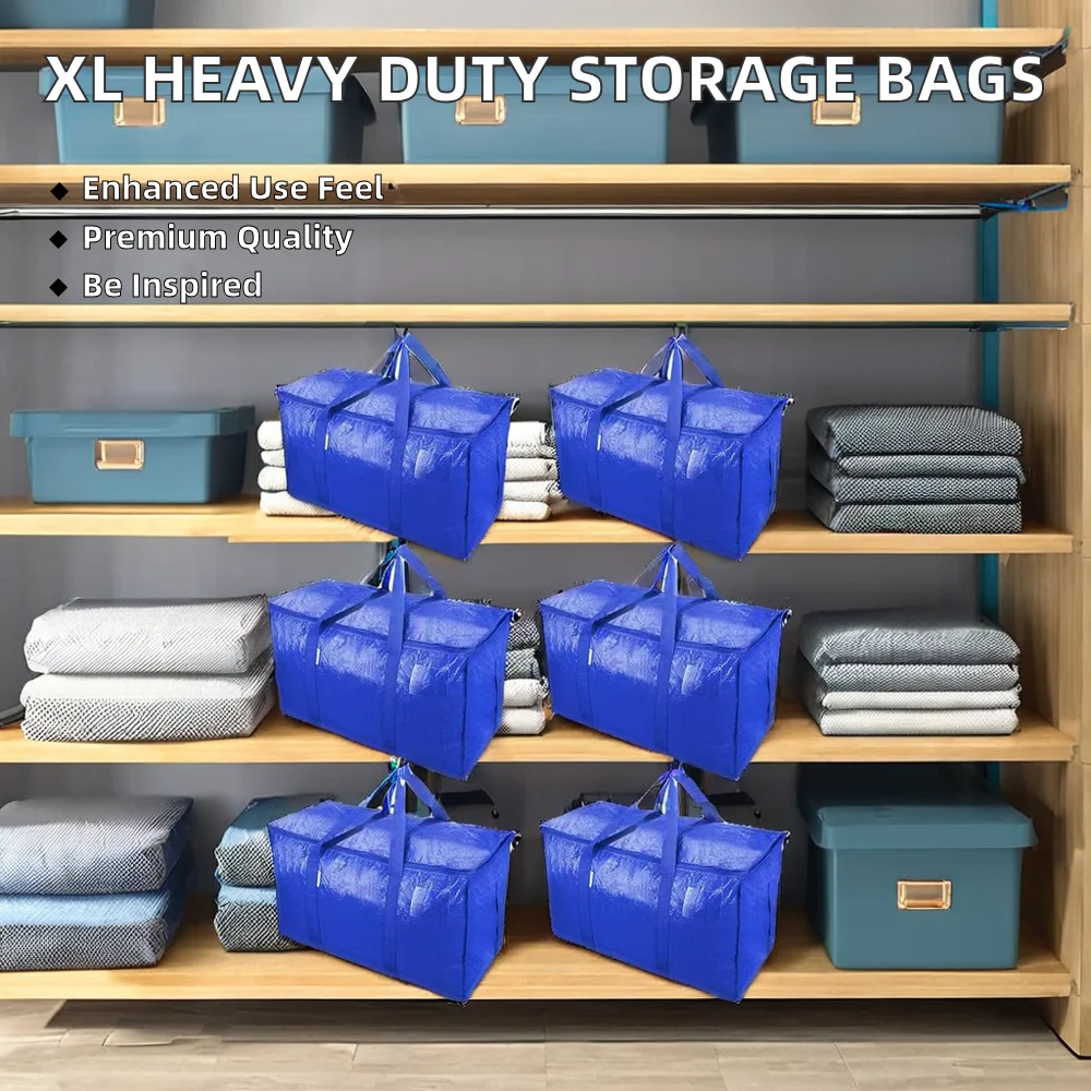Extra Large Heavy Duty Foldable Moving Storage Organizer Polypropylene PP/PE Woven Plastic Bags with Zippers for Clothing