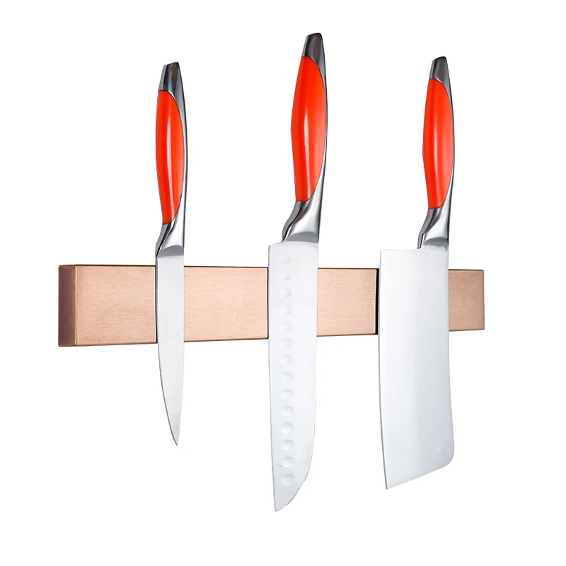 High Quality Golden Plated Magnetic Stainless Steel Knife Bar Wall-Mounted Kitchen Magnetic Knife Holder with Metal Material
