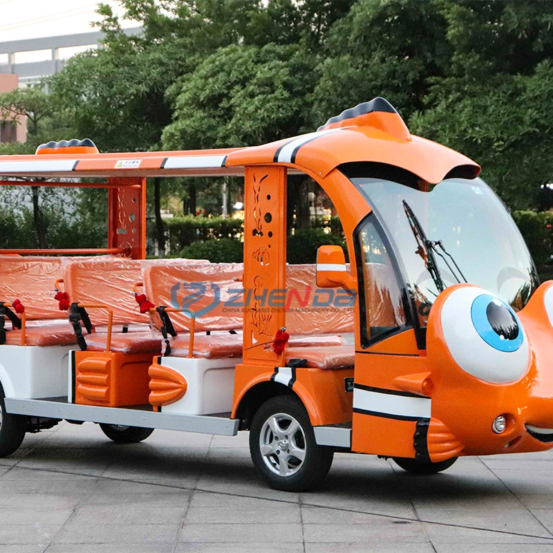 Желтая рыба-клоун экскурсионный автобус Электрический парк развлечений автомобиль шаттл туристический школьный городской для продажи