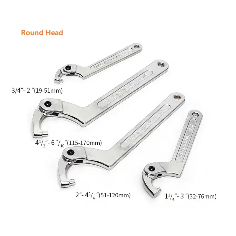 Hook head round nut adjustable water meter cover half-circle multi-function hook wrench tool