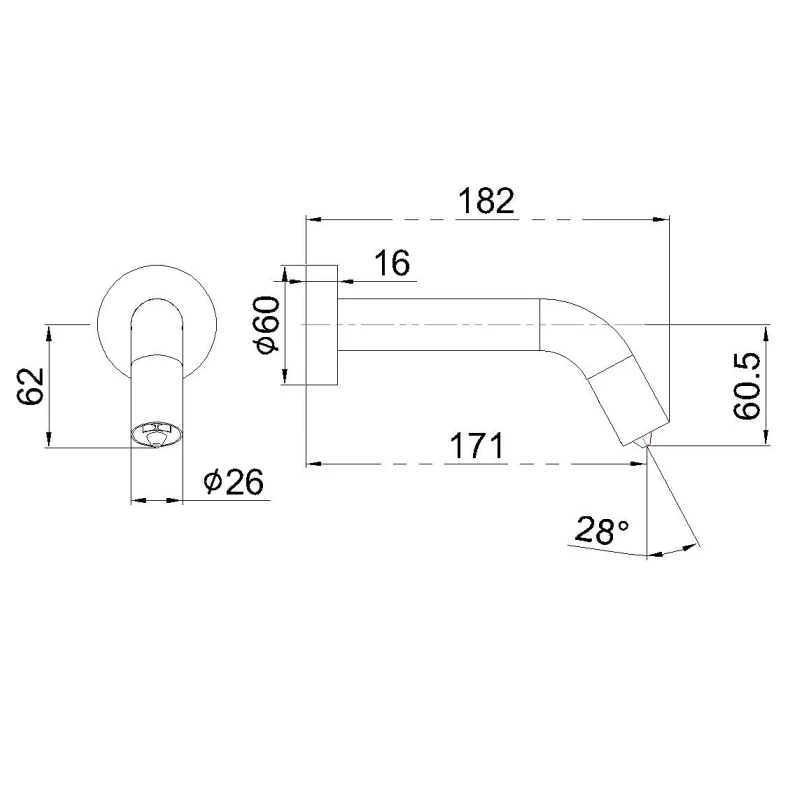 Ares Idealex Wall Mount Ware Hot and Cold Brass sensor faucet