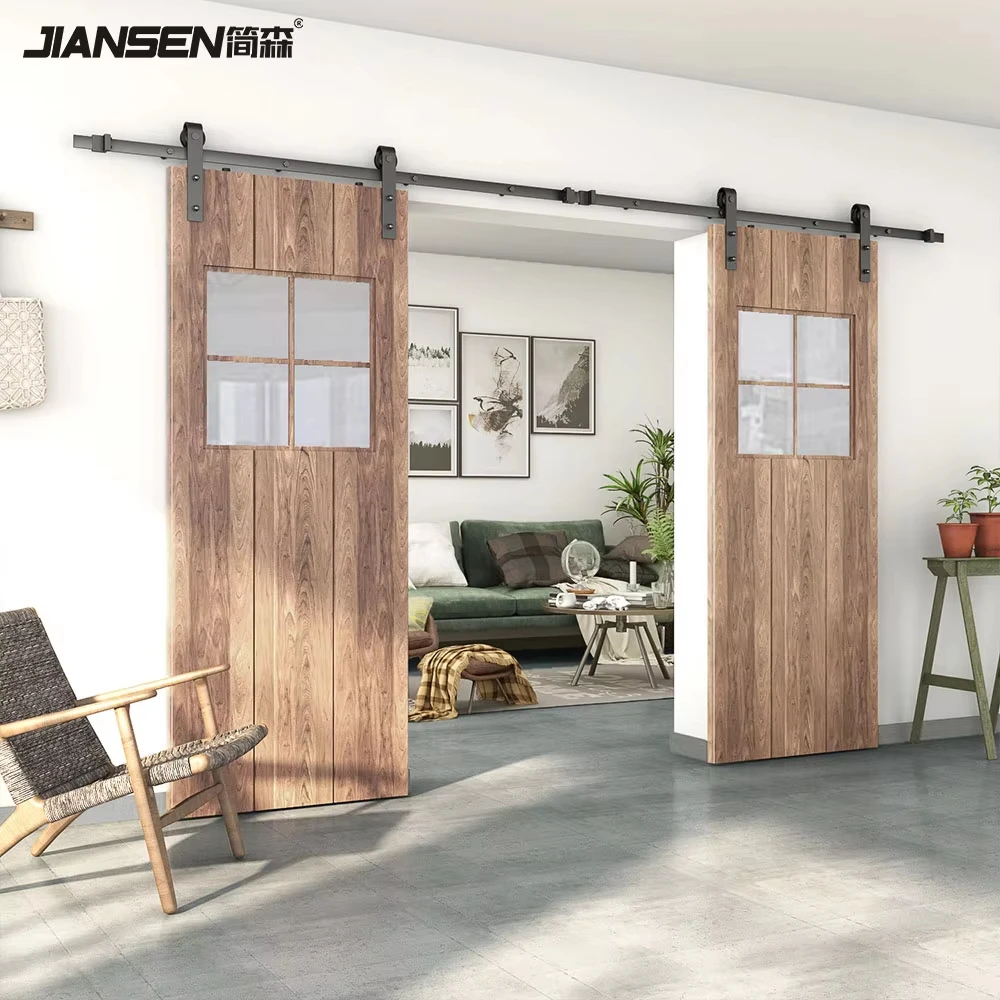 American Style Barn Door Rail sliding Wooden Door Hardware Household Sliding Barn Door Hardware Kits