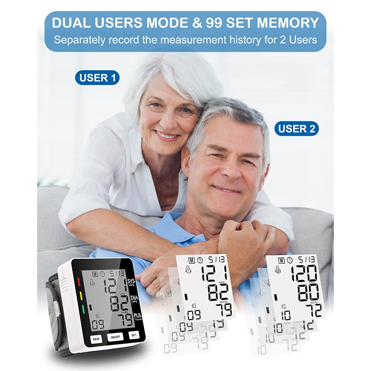 ALESHON Home Portable BP Meter Black Lcd W203 Wrist Digital Blood Pressure Monitor