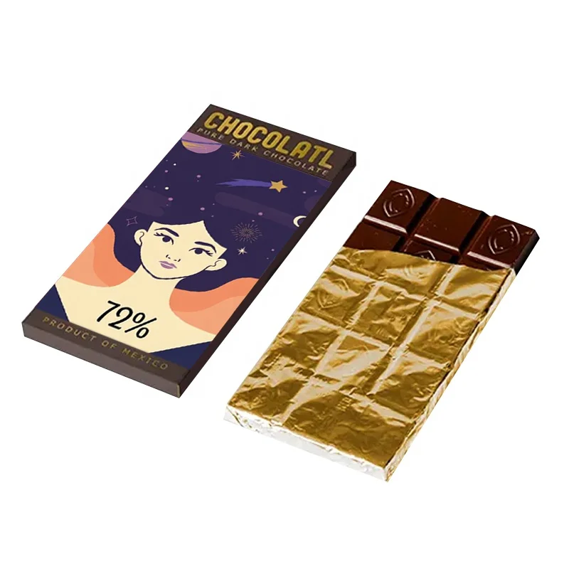 Foil Stamping Embossing Packaging Candy Bar mushroom holographic Chocolate Bar Box