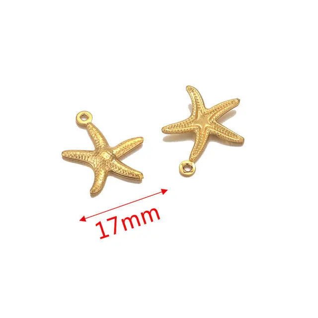 Stainless Steel Starfish Shell  Pendant , for DIY Necklace Jewelry,  Oil Pressed Small Pendant