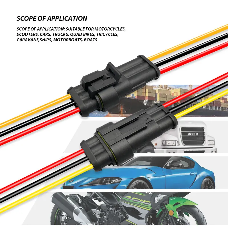 amp super-seal 1.5 series 1 2 3 4 5 6 pin auto wire harnesses waterproof cables te connector