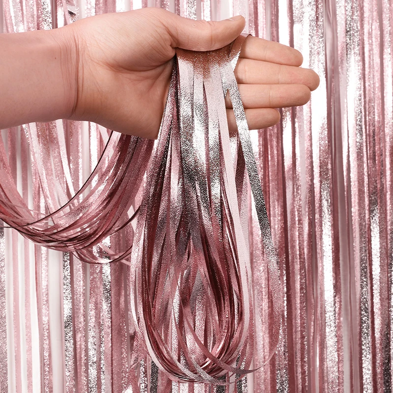 1*2M 1*3m Silk Mirror Silk Rain Party Curtain Photo Backdrop Frosted Shimmering Curtain Baby Shower Birthday Party Decoration