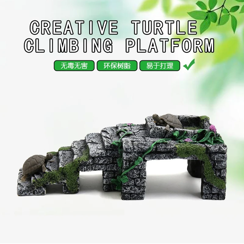 Aquarium fish tank turtle reptile rock platform terrace aquarium decoration turtle hole