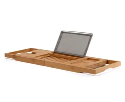 Extendable Natural  shower bamboo bath table caddy tray 2tiers bamboo shower caddy