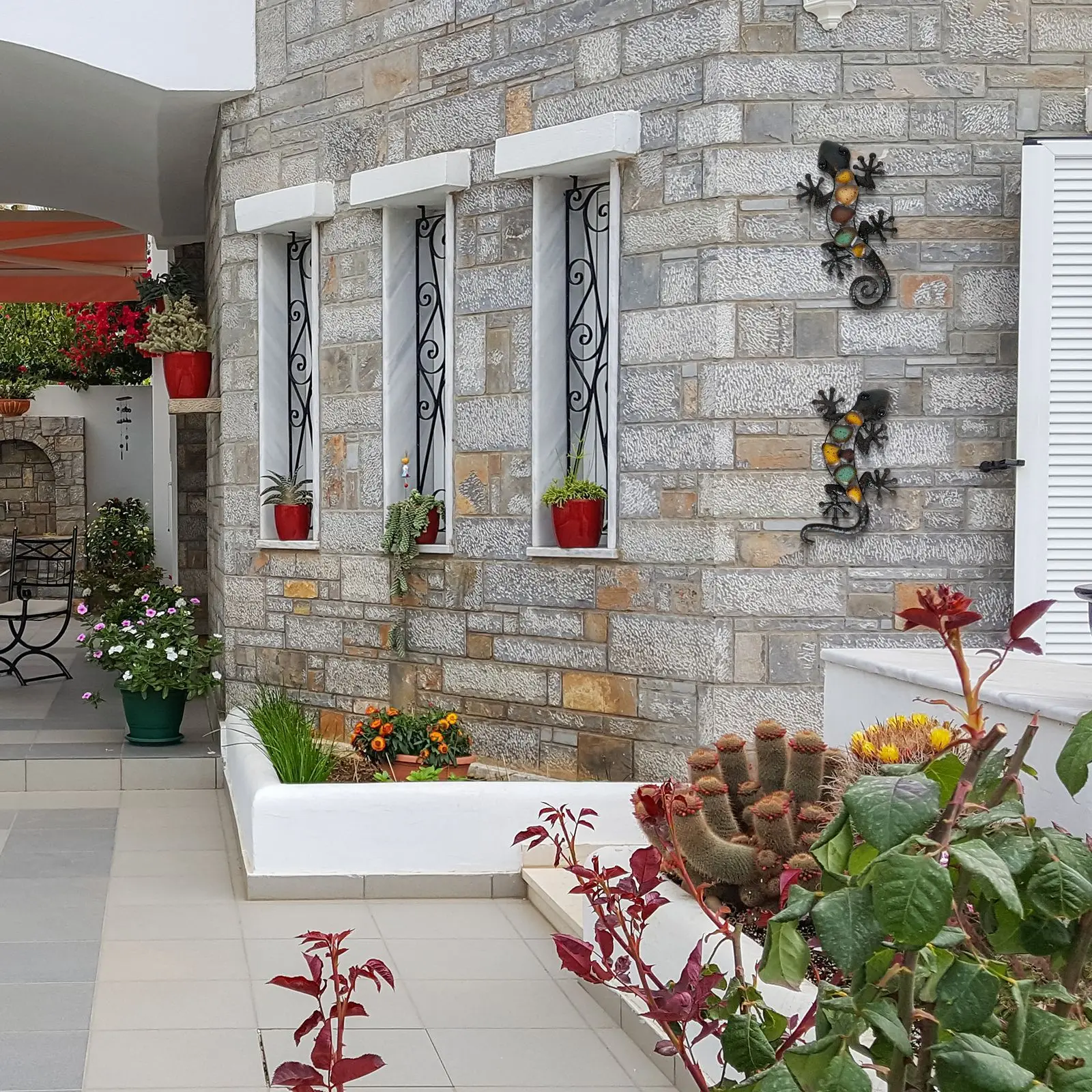 YJL Minimalist Colorful Gecko Lizard Metal Wall Decor Living Room Bedroom Metal Arts Wall Arts Metal Wall Art