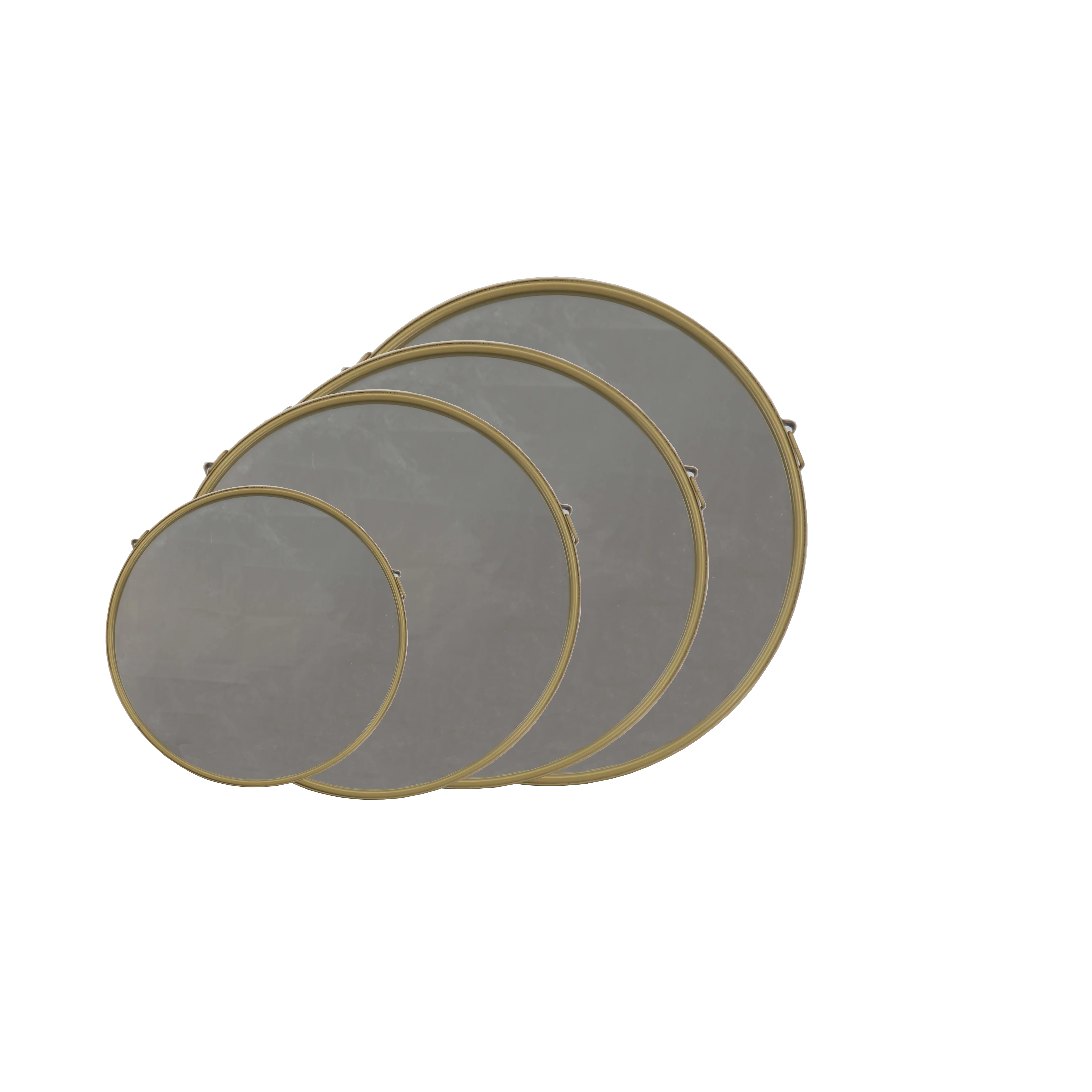 Wholesale decorative hanging round frame mirror wall mirror with chain 80x80cm round metal framed mirror with black gold frame