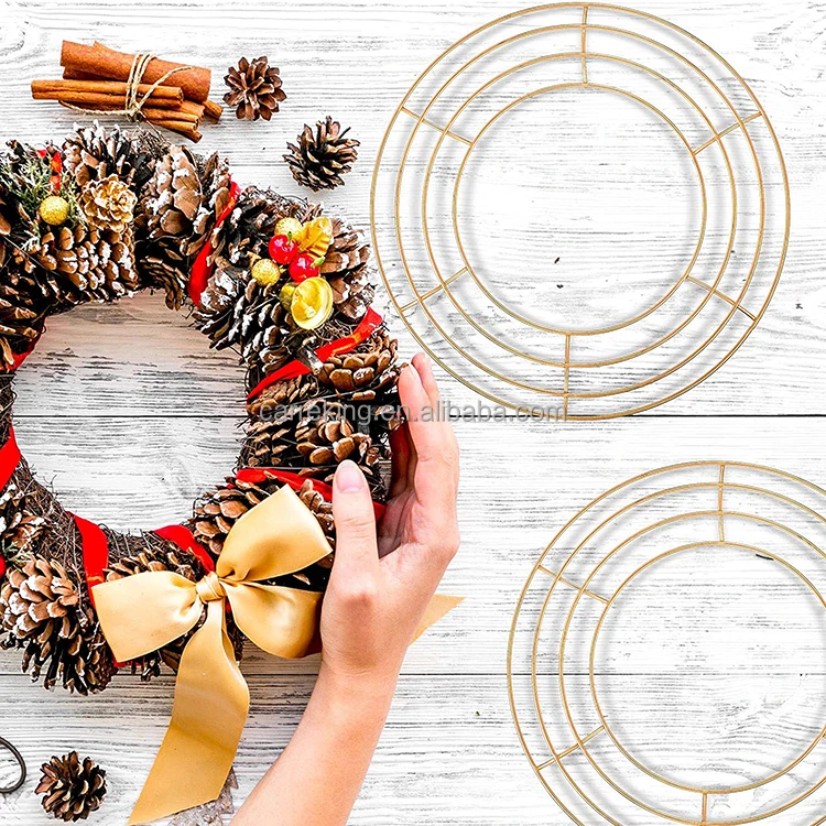 Wholesale Steel wreath frame form round 16 inch large metal wreath frame for christmas door hanging decoration
