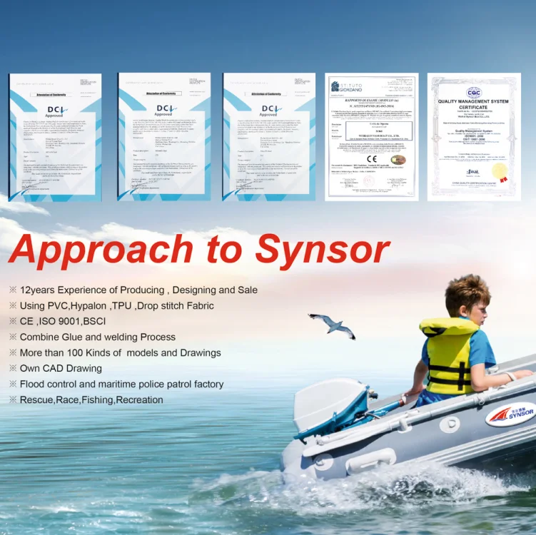 Synsor Wholesale inflatable fishing boat rescue rubber boat PVC material inflatable boat for sale