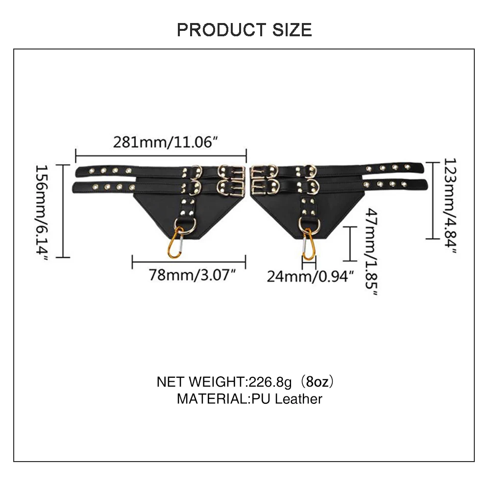 Bondage Gear Black PU Leather Handcuffs with Buckle Colorful BDSM Sex Toy Kit for Adults Including Chastity Belt