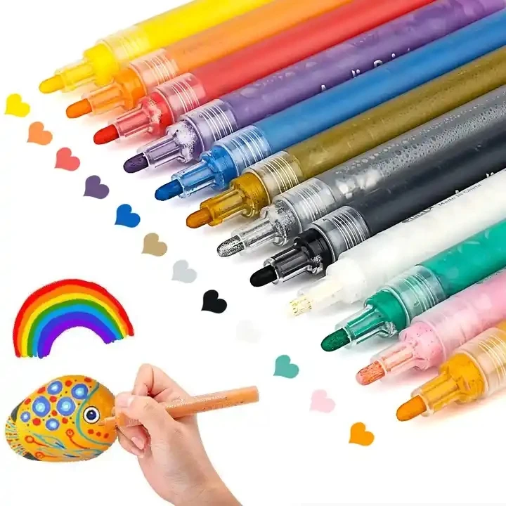 12 colors set Factory wholesale acrylic paint markers pens set for graffiti