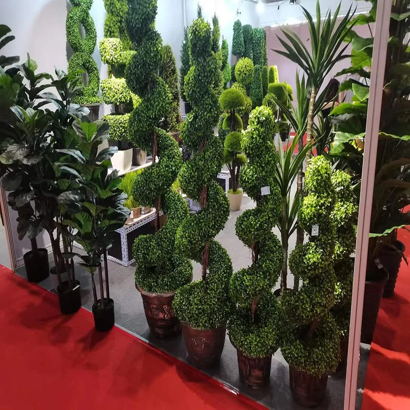 3Ft Garden Supplies Plastic UV Protected Faux Real Topiary Green Plant Bonsai Artificial Tree Potted for Garden Door Decor