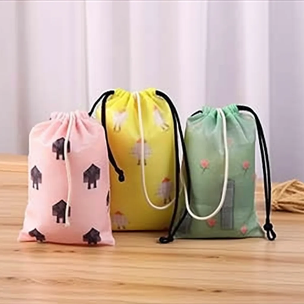 Eco-friendly  PEVA Packaging Clothing Plastic Drawstring Bag Waterproof Frosted Poly Bag With Draw String For Packing