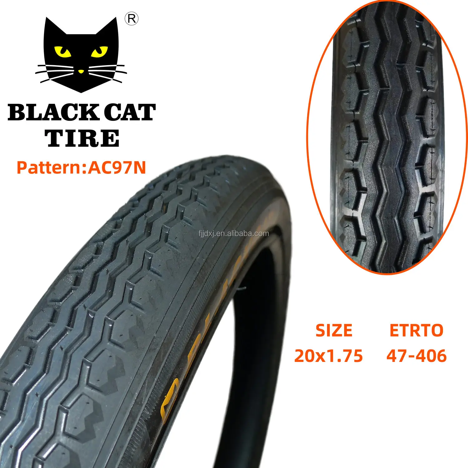 Wholesales high  quality black bicycle tire 20x1.75 AC97N rubber bike tire