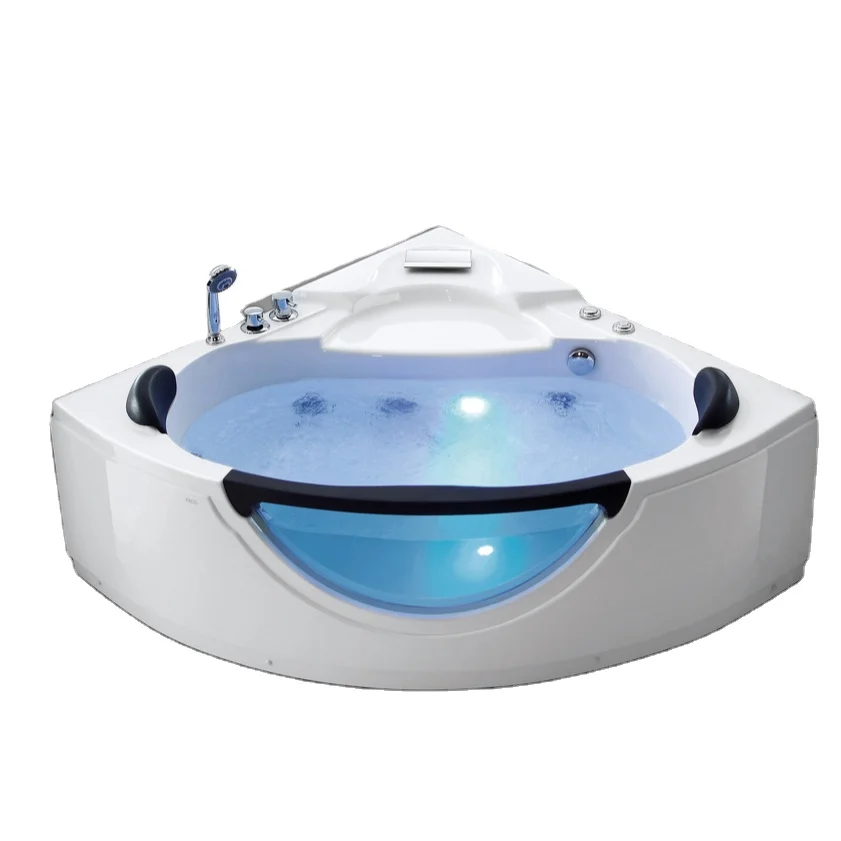 FICO FC-255.BL Freestanding corner massage bathtub LED light acrylic bathtubs tubs indoor jetted spa bath tab