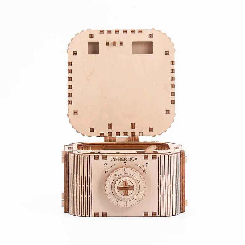 Brain Teaser Mechanical Model Kits 3D Wooden Puzzles for Adults kids Custom DIY Assembled Secret Treasure Box Password  Box Kids