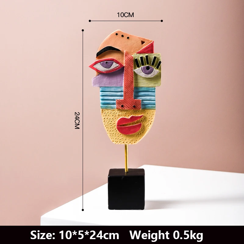 Nordic Creative Resin Crafts Home Living Room Decoration Abstract Face Art Wine Cabinet Table Furnishings