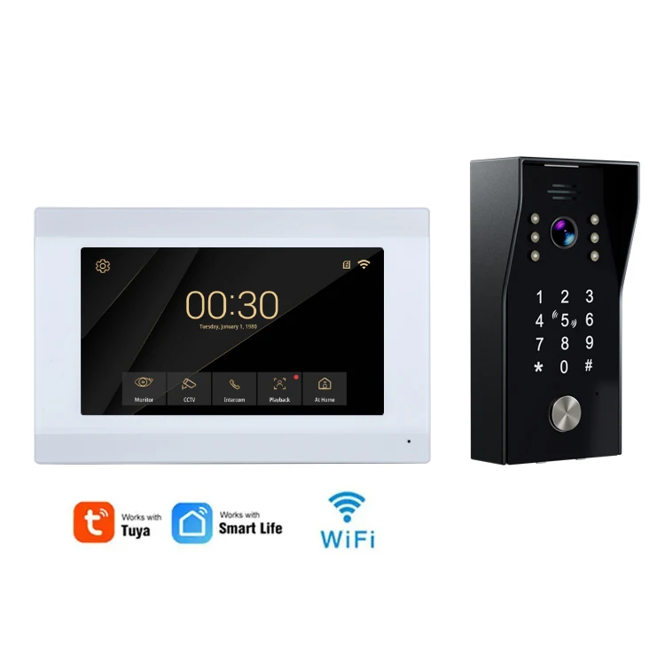 7inch touch Screen Tuya Remote Unlock Electric Lock Multi Apartment Doorbell 2 wire Video Phone Intercom Access Control System