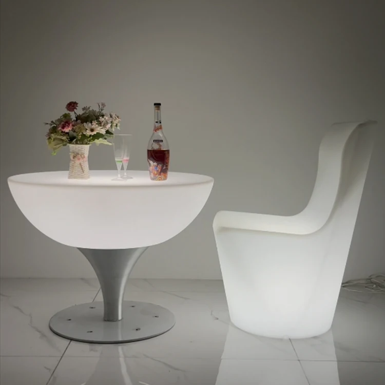 Hot sale Portable rechargeable color change high Cocktail tables led bar furniture set light up bar table for events