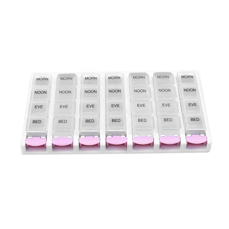 Pill Capsule Container Pill Box Custom Medicine Boxes Portable Pillbox Pills Container For 7 Days 28 Compartments to Hold Drug