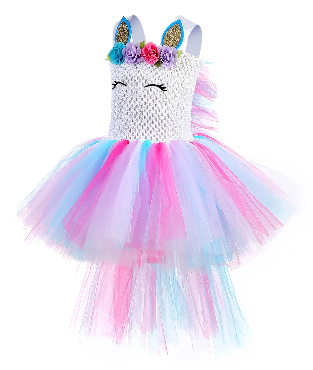 Best Price Unicorn Princess Dress Up Clothes Tulle Tail Little Girls Costume With Headband