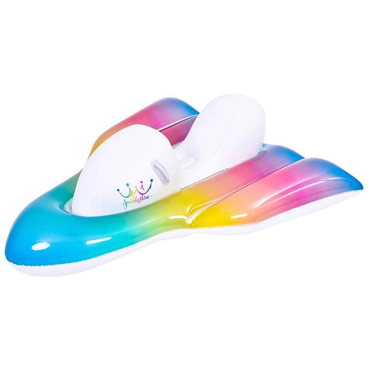 Inflatable Gradient Jelly Water Scooter Rider Outdoor Water Sports Pool Floating Swimming Toys