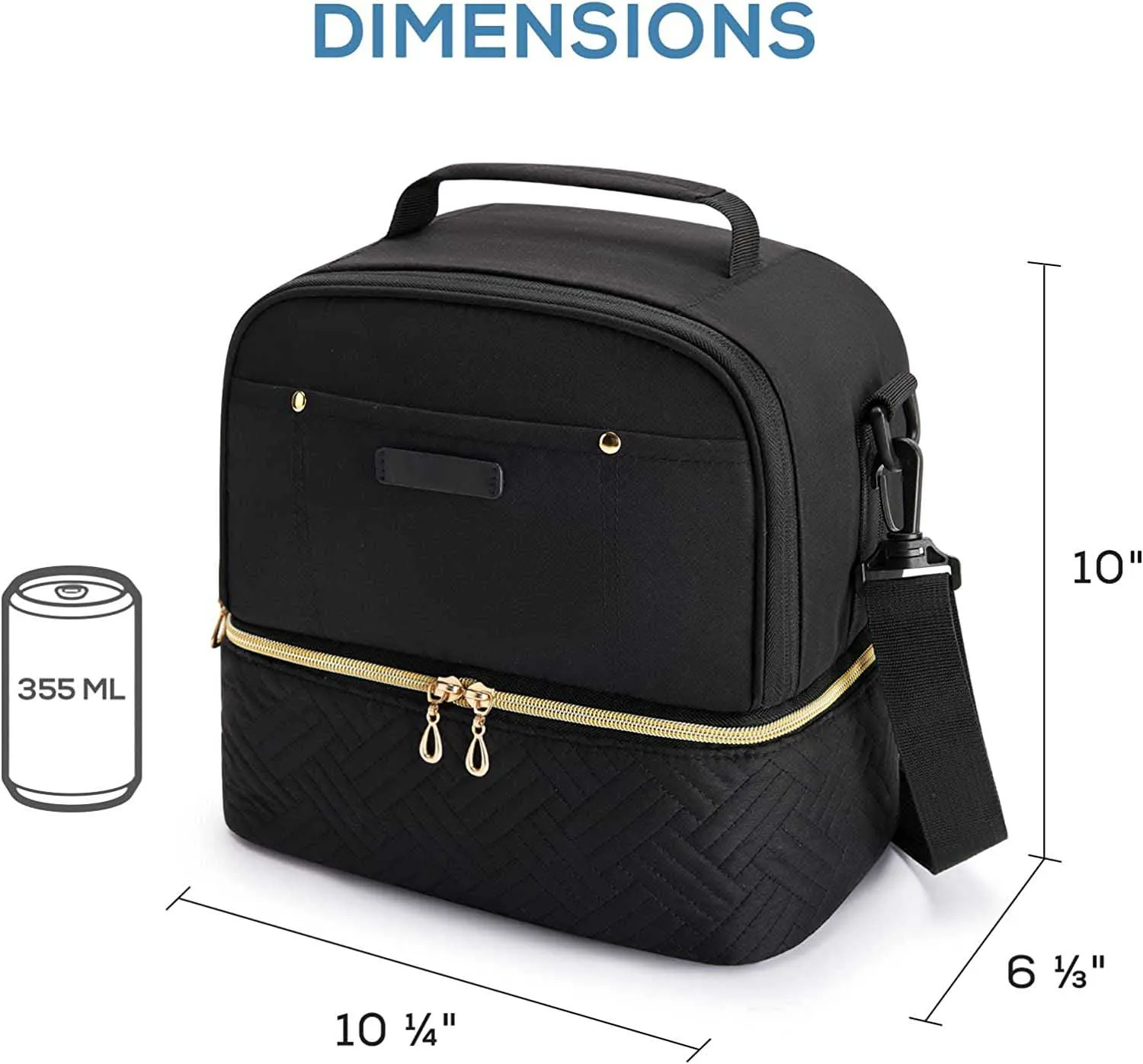 Custom Women Double Deck Lunch Box Insulated Bag Lunch Cooler Reusable Thermal Lunch Tote Bag