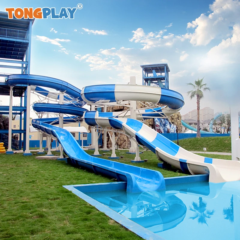 Skin Raft Python Water Slide Commercial Water Park Equipment Fiberglass Long Tubes Slide Water Play Attractions