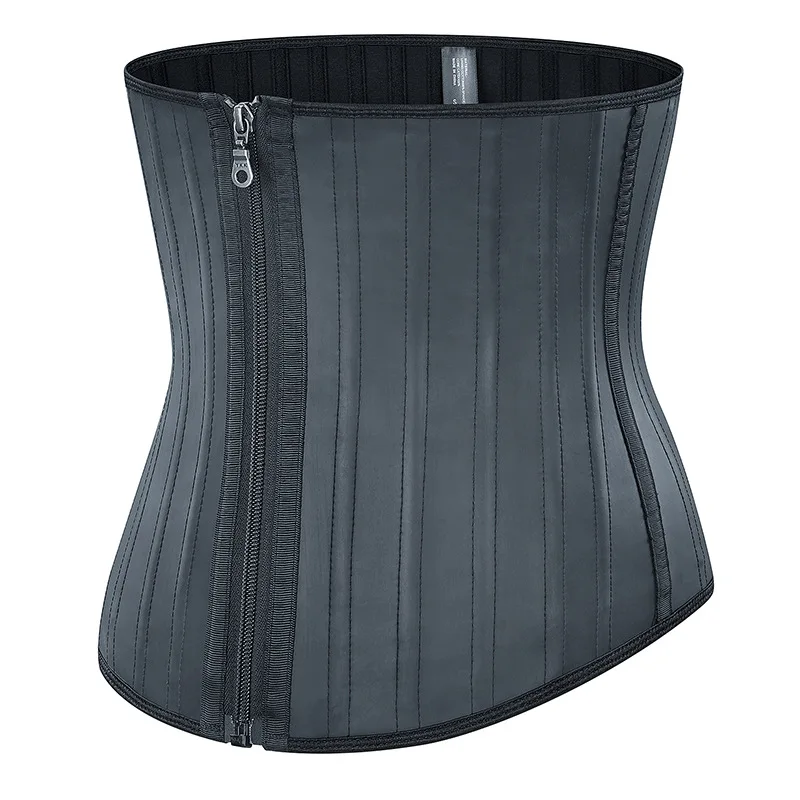Waist Trainer Corset Belly Slim Belt Zipper Design Body Shaper Modeling Strap Waist Cincher 29 Steel Bones Latex Black Women