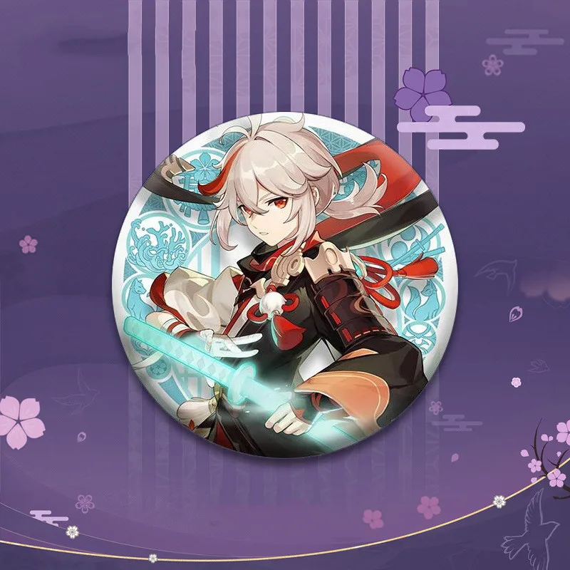 2022 In Stock Kawaii Cartoon Badge Anime 11 Colors Two-Dimensional Fine Flash Matte Tinplate Badge for Gifts