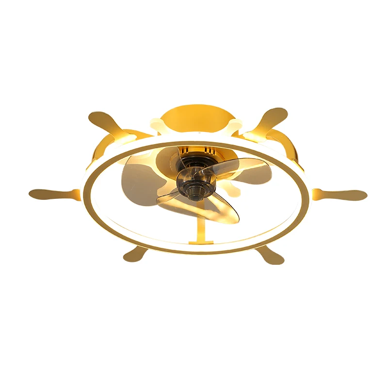 VVS pollution free golden iron aluminum ring luxury bedroom ceiling fan light led