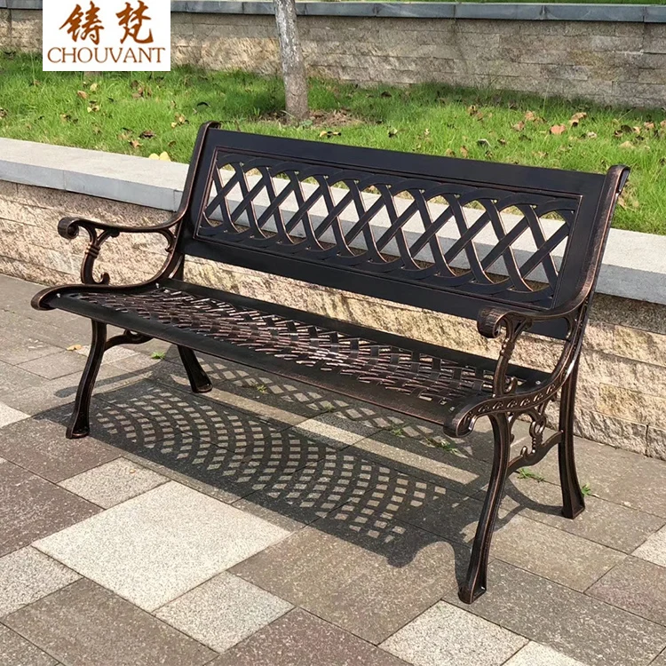 Other Outdoor Furniture Steel legs 2 Aluminum Seaters Diagonal Plaid Park Bench