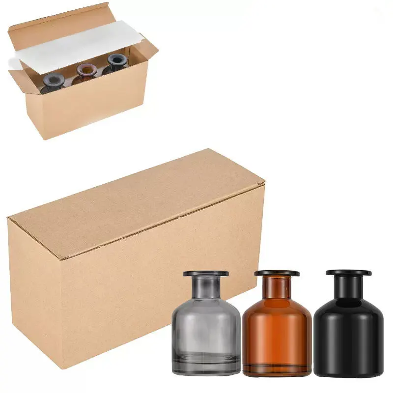 Wholesale custom color 100ml 150ml 200ml round Glass Reed Diffuser Bottle Empty Square Glass Black Bottle With Fiber Sticks