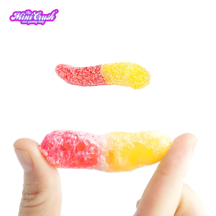 Crispy  Candies Freeze-Dried Sour Gummy Worms Sweet and Sour Confectionery