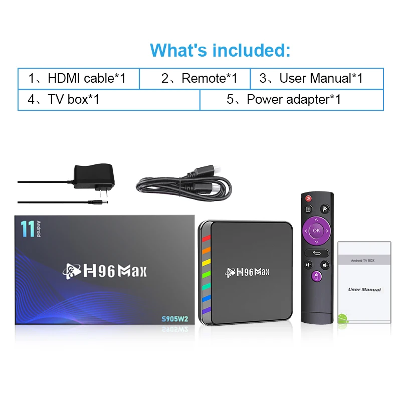 Wholesale Set Top Box H96max Quad Core Android 11 Dongle S905 W2 Dual WiFi Smart Streaming Device 4K IPTV TV BOX Android TV Box