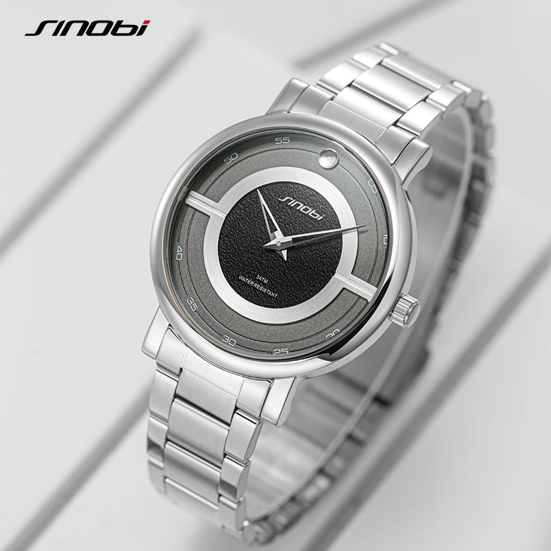 SINOBI Luxury Classic Men Watch Iconic Appeal Classic Stainless Steel Watches for the Modern Business Gentleman